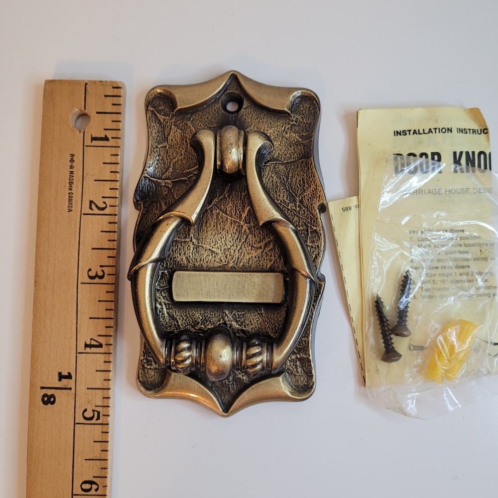 Vintage Amerock Carriage Brass Door Knocker with Installation Kit